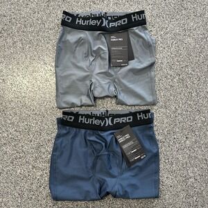 Hurley Pro Compression Surf Tights Boys Size L/XL 50+ UPF 2 Pack Blue 11" Inseam